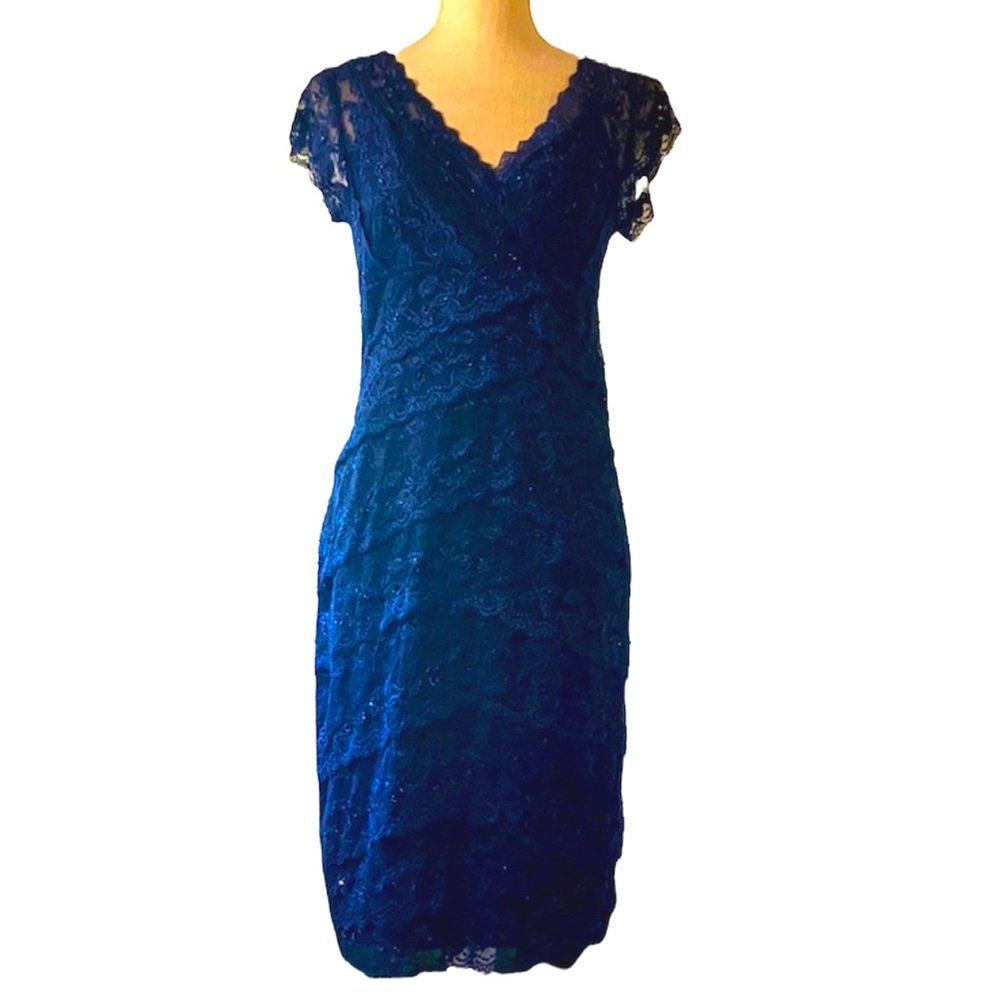 Marina Navy Blue Lace Midi Dress